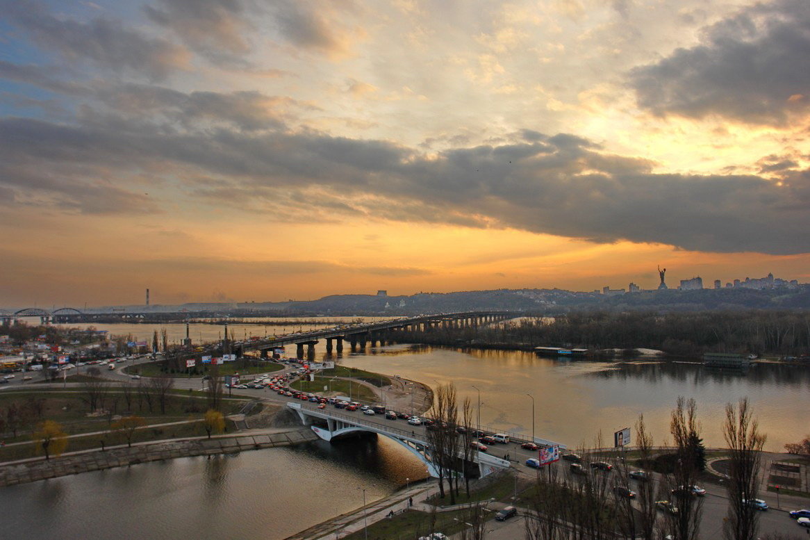 Закат над Днепром,мост Патона - Николай Фарионов