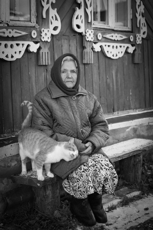 Бабушка и кот - macofootage 