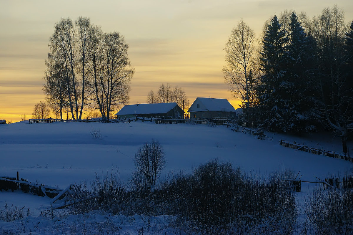 Деревня зимой пейзаж