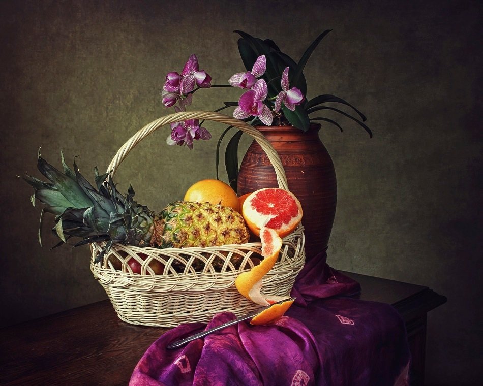Натюрморт с орхидеей и фруктами - Ирина Приходько