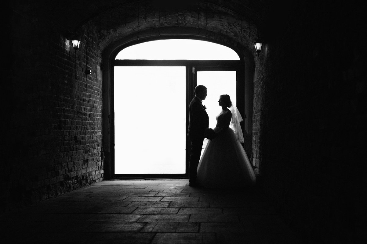 Фотосессия Свадебная в студии наполовину белая наполовину черная