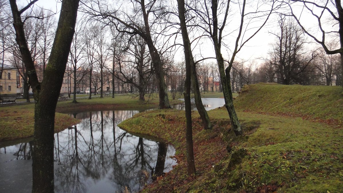 Искусственный пруд неправильной формы с высоким насыпным холмом на восточном берегу - Елена Павлова (Смолова)