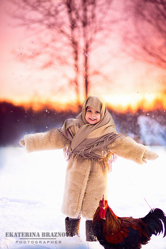 Photosession   Зимние прогулки прекрасны, обворожительные детки в фотосессии в деревенском стиле.  В - Екатерина Бражнова