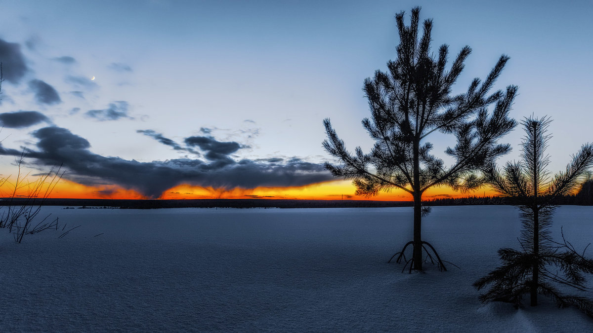 Закат над снежным полем. - Sven Rok