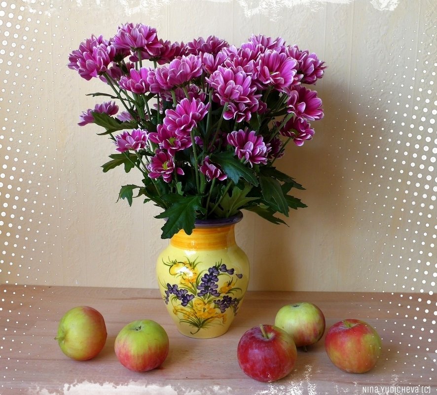 Хризантемы и яблоки - Nina Yudicheva