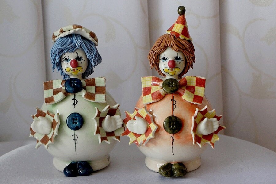 Фарфоровые клоуны «Клоун в колпаке» и «Клоун в берете» Италия - Надежд@ Шавенкова