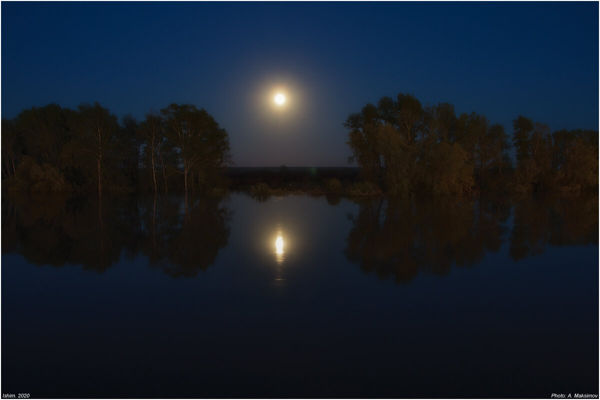 Наводнение. Тихая лунная ночь над рекой Ишим - Александр Максимов
