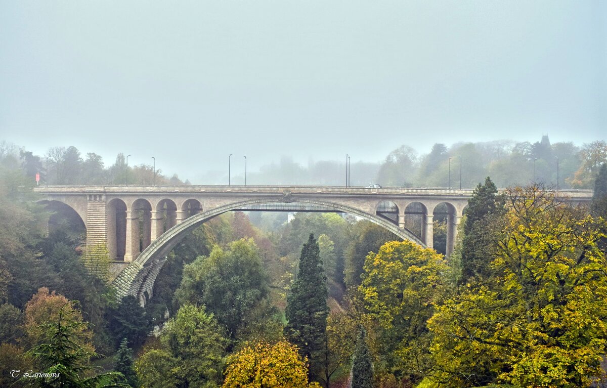 Люксембург в туманном мареве дождя...  Мост Адольфа - Татьяна Ларионова