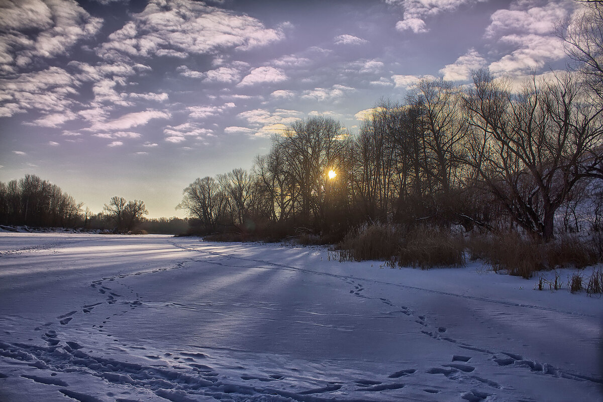 Зимний закат на озере. - Людмила 