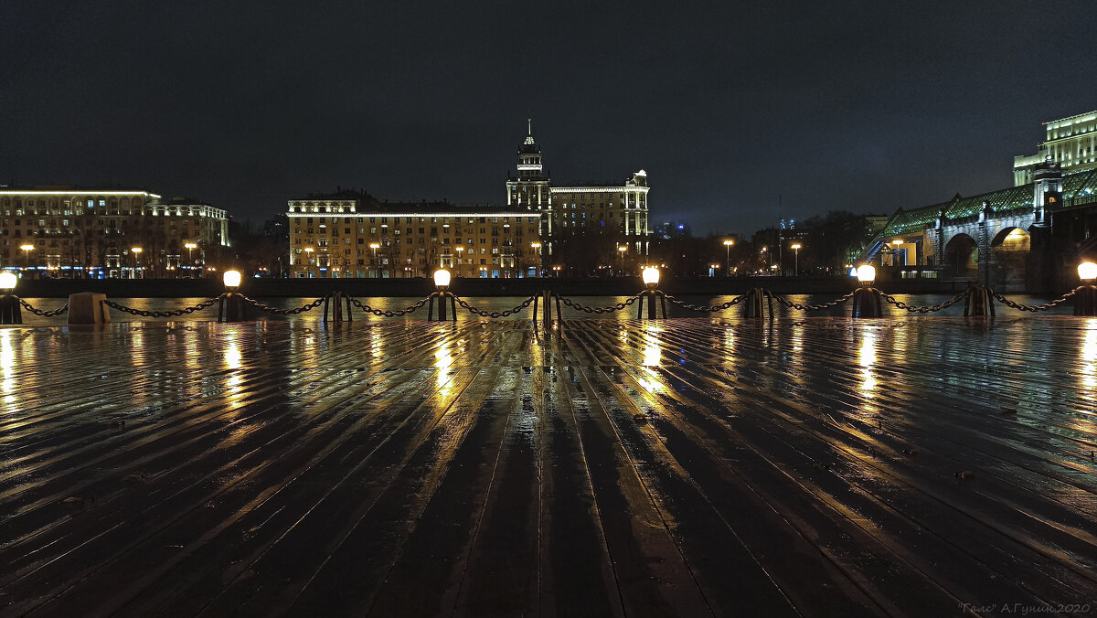 Ночь, Москва, набережная и немного реки. - Alexandr Gunin