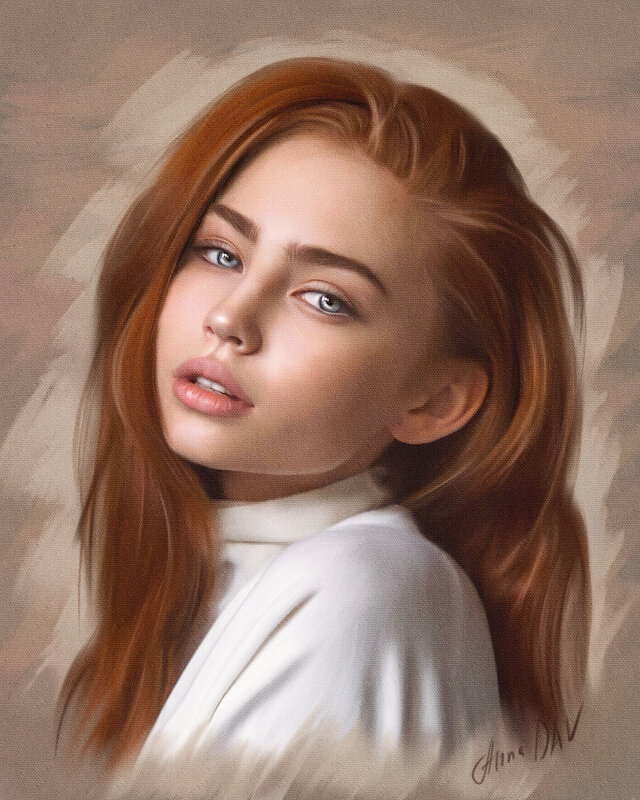 Портрет девушки сухой кистью - Anna Denisova