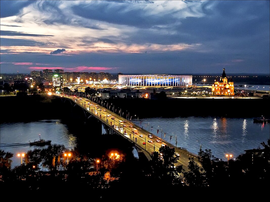 Ночной город Нижний Новгород