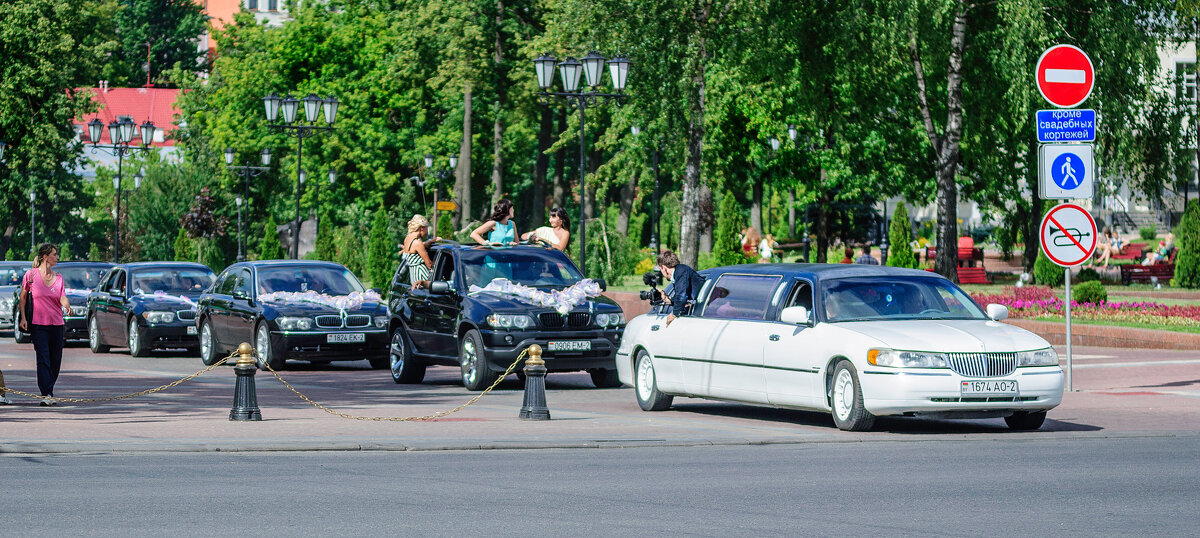 Свадебное фото. Экстремальная съёмка во время движения свадебного кортежа. - Анатолий Клепешнёв