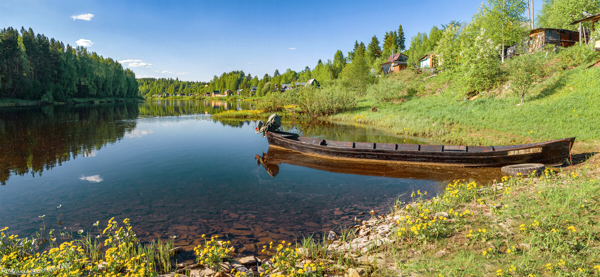 Лето на таёжной реке Ухта,тип лодки по коми "алькӧс пыж" или "комячка"Пгт Шудаяг - Николай Зиновьев