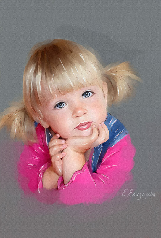 Портрет выполнен в цифровой живописи под Акварельный рисунок. . Девочка . - Елена Елизарова