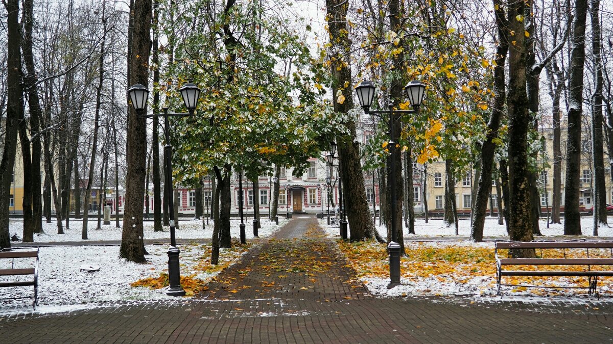 Городской сад после снегопада. - Милешкин Владимир Алексеевич 