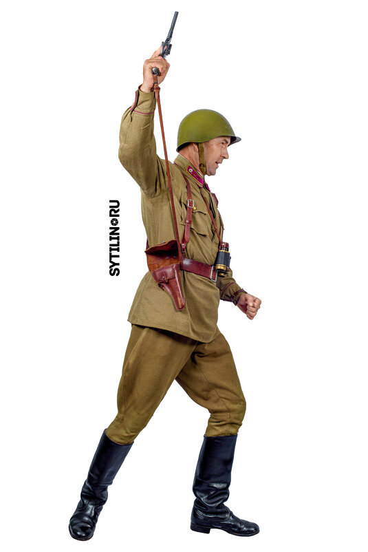 Лейтенант Красной армии периода Великой Отечественной войны в атаке. Изолировано на белом. - Павел Сытилин