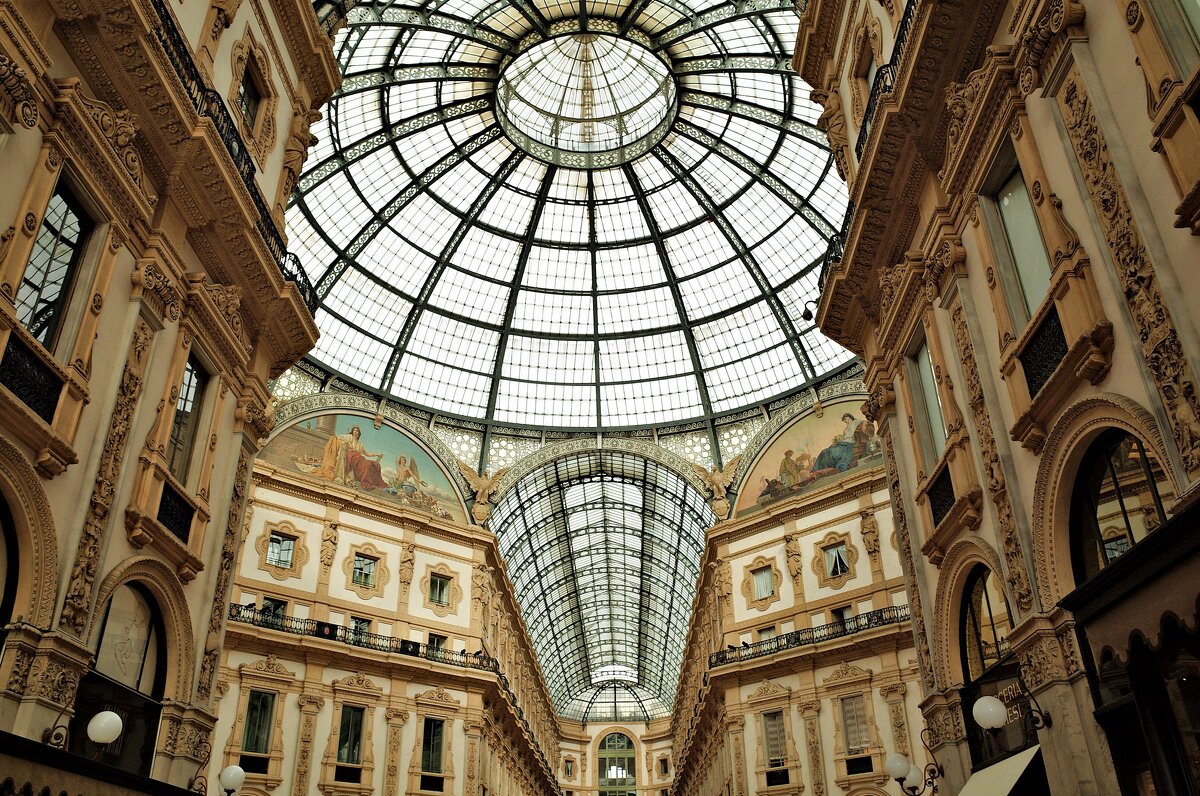 Галерея Galleria Vittorio Emanuele II 47-метровый купол Милан Италия - wea *