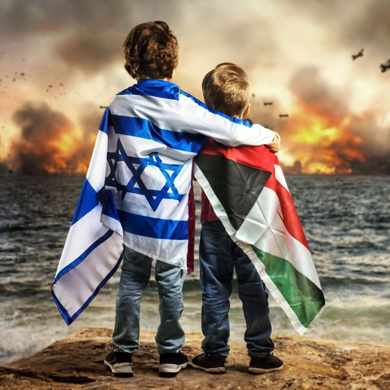 Маленькие израильтянин и палестинец наблюдают за войной - Вячеслав Губочкин