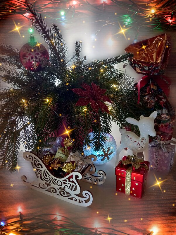 Новогодние огоньки, игрушки и подарки - tatyana 