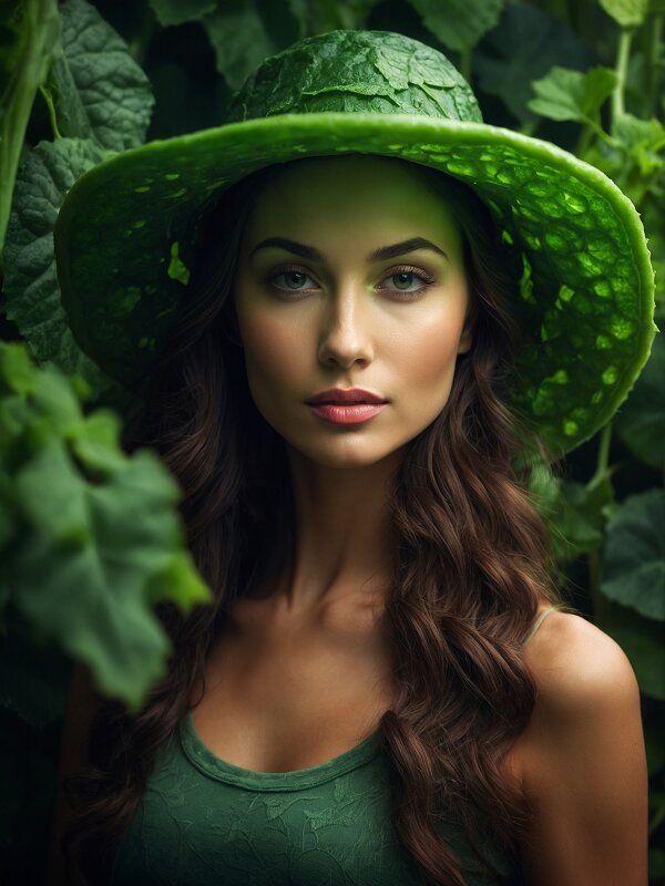 Девушка в зелёной шляпе. Дух огорода. - дмитрий мякин