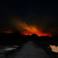 Дорога через реку в зареве заката :: Денис Гладких