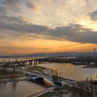 Закат над Днепром,мост Патона :: Николай Фарионов