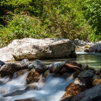 Горная речка огибает красивые камни :: Андрей Гриничев