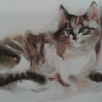 Акварель "Кошка" с выставки "ЗооАрт"! :: Светлана Калмыкова