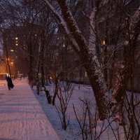 домой по первому вечернему снегу :: Olga Grebennikova