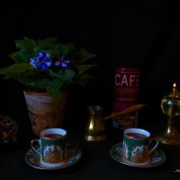 Фиалка, кофе и волшебная лампа :: Nina Yudicheva