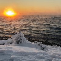 Январский закат на Нововоронежском водохранилище. :: Юрий Клишин