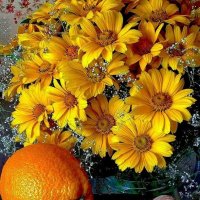 Цветы и апельсин. :: Владимир Бочкарёв