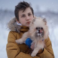 Зимняя прогулка с пушистым другом :: Irina Novikova