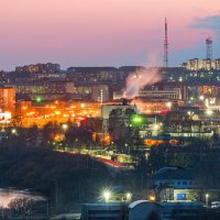 Вид на вечернюю Ухту с горы Ветлосян. :: Николай Зиновьев