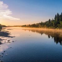 02:28, Таежная река Ухта ранним прохладным июльским утром, самое время ловить хариуса) :: Николай Зиновьев
