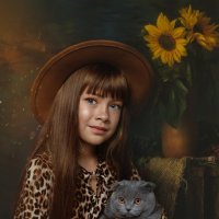 Девочка в шляпе и кошка :: Мария Романова