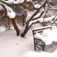 Снег, снег, снег...Одинокая скамья в саду...До встречи весной... :: ГЕНРИХ 