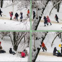 Детские забавы, когда выпал снег... :: Нина Бутко