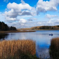 Рыбак на осеннем озере. :: Милешкин Владимир Алексеевич 