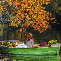 Девушка в лодке и осень :: Валентин Семчишин