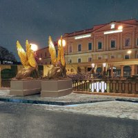 Банковский мос через канал Грибоедова в ночном освещении :: Стальбаум Юрий 