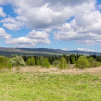 Куштумгинские поляны. Вид на хребет Большой Уральский. (панорама) :: Алексей Трухин