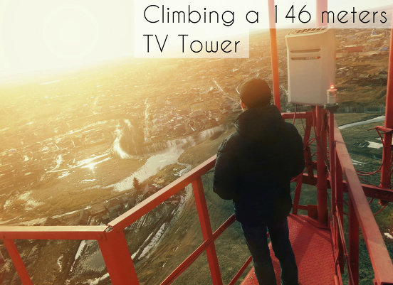Climbing a 146 meters TV Tower