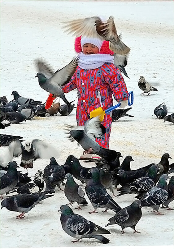 Ребёнок и голуби! - Валентина  Нефёдова 