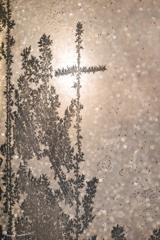 Мороз на балконном стекле неожиданно нарисовал идеальный крест - Николай Зиновьев Мороз на балконном стекле неожиданно нарисовал идеальный крест - Николай Зиновьев