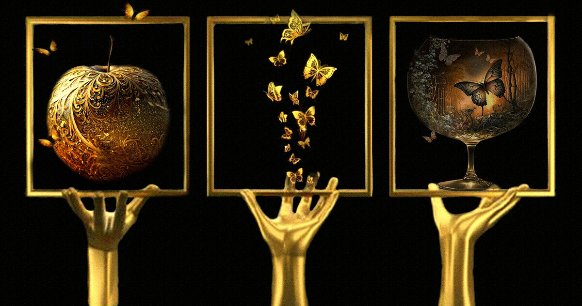 Натюрморт  с  бабочками - Е.М. ***