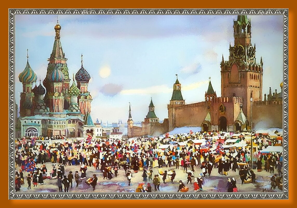 Акварель   «Вербный базар на Красной площади». 1916 г. - Ольга Довженко