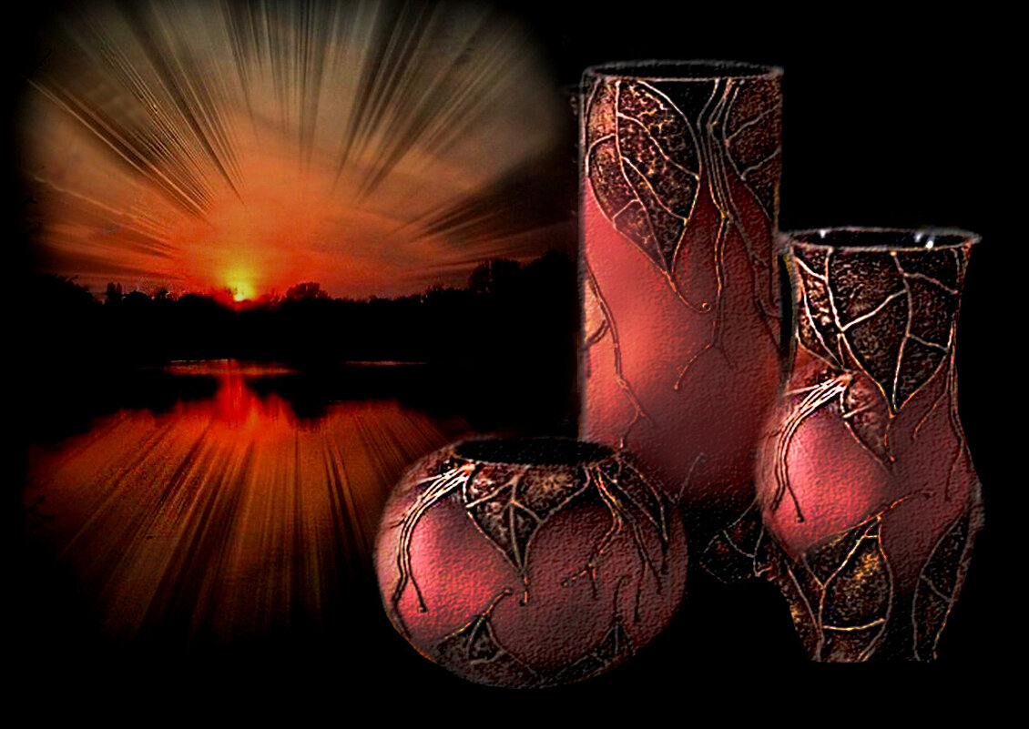 На  закате  натюрморт - Е.М. ***