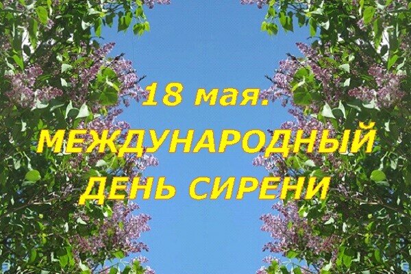 18 мая. МЕЖДУНАРОДНЫЙ ДЕНЬ СИРЕНИ - Дмитрий Никитин 18 мая. МЕЖДУНАРОДНЫЙ ДЕНЬ СИРЕНИ - Дмитрий Никитин